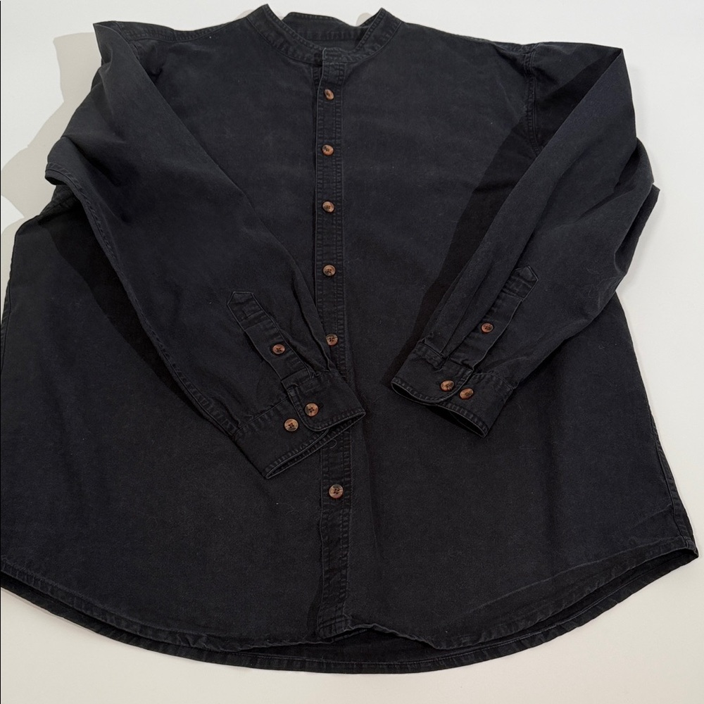 J. Peterman Long Sleeve Button Down Shirt Top Size L Black - Picture 7 of 10
